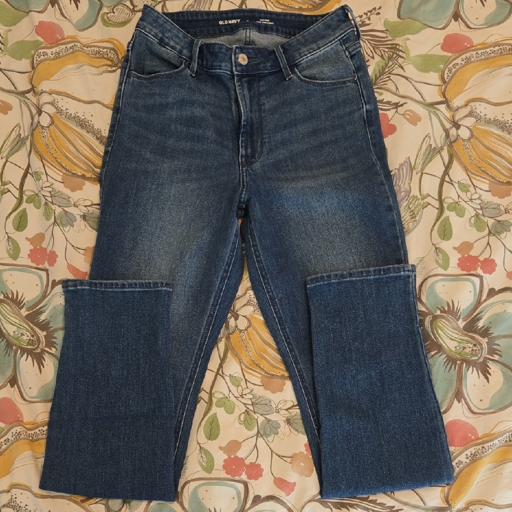 Old Navy Womens Wow Straight High-rise Jeans 4 Med Blue